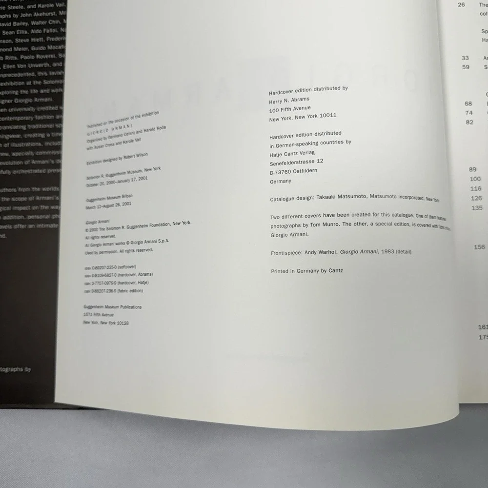 Giorgio‎ Armani Guggenheim Museum Exhibition 2000 Fashion Table Book